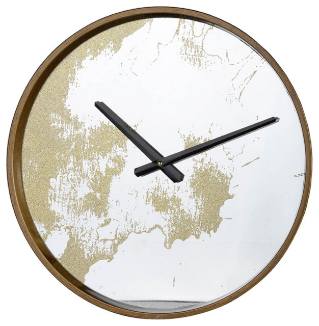 Echo Dust Wall Clock, Gold, 14.8x14.8x1.9 Transitional Wall Clocks