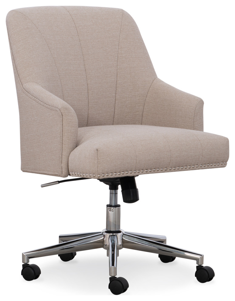 Sawyer Off White Task Chair, Linen Transitional Office Chairs by