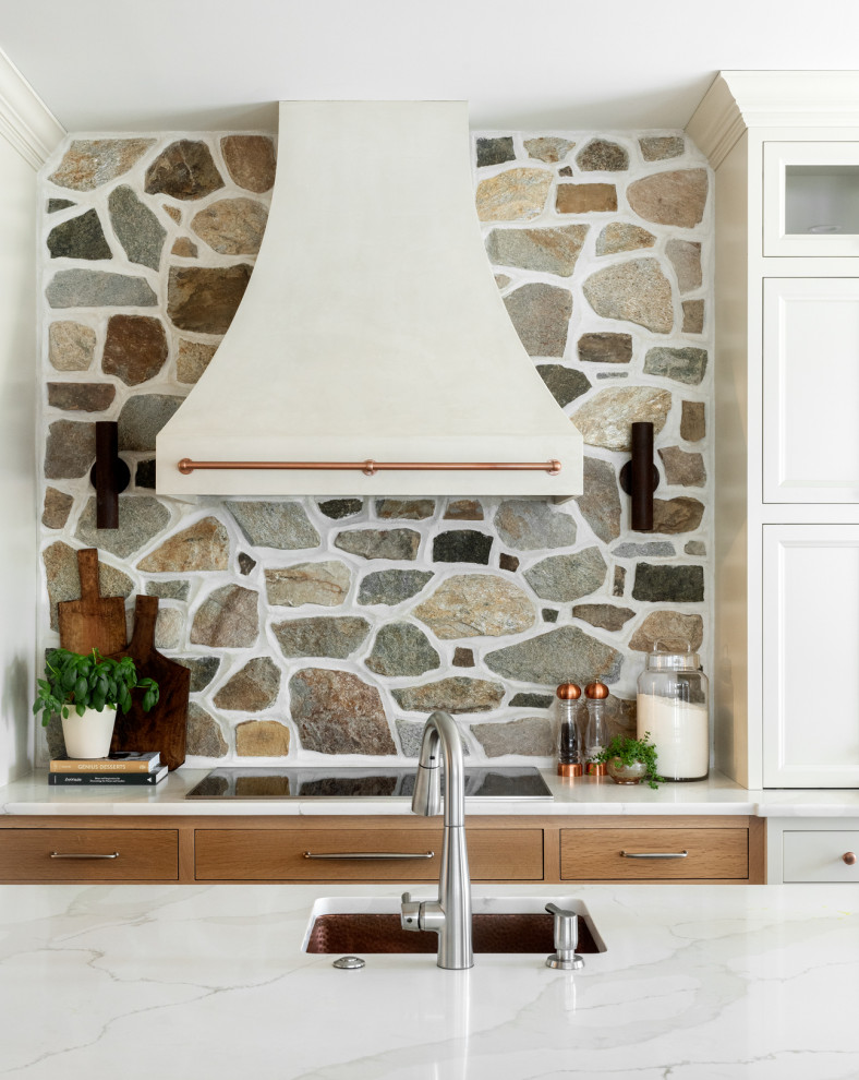 Inspiration for a transitional kitchen remodel with an island