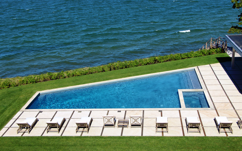 Inspiration for a contemporary custom-shaped pool in New York.