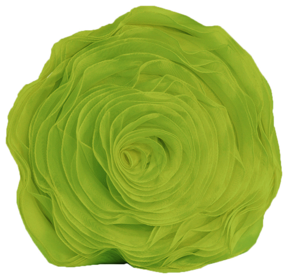 Hayley Rose Chiffon Decorative Throw Pillow With Filler, 16" Round, Lime