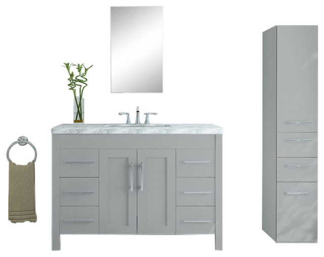 47" Grand Crater Marble Vanity, Gray