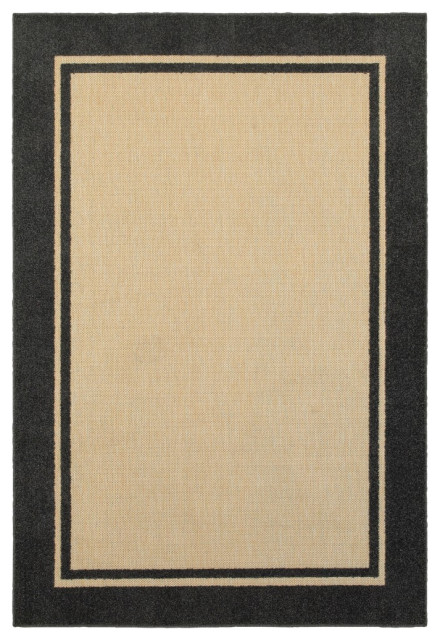 5' X 8' Sand And Black Border Indoor Outdoor Area Rug, 39.604 ...