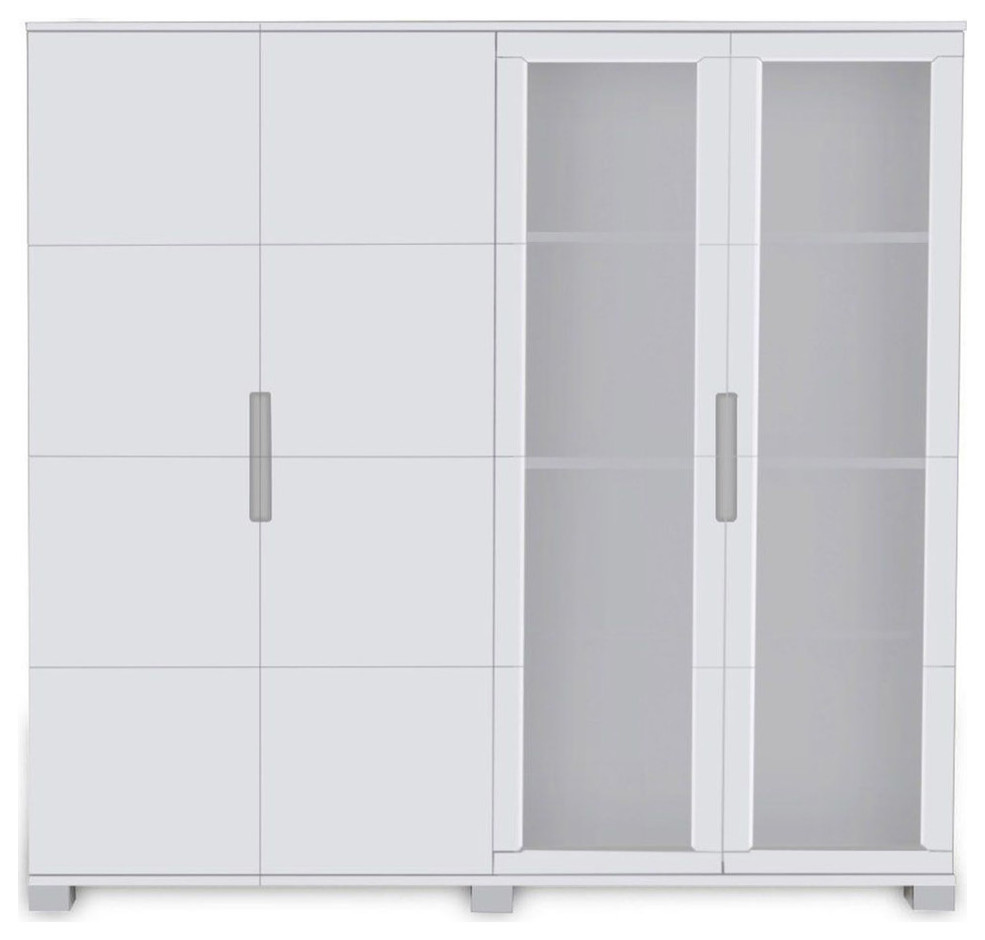 72” Modern Hayes White Matte Lacquer Double Storage Unit