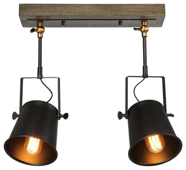 2 Light Transitional Wood Close To Ceiling Track Lighting Spotlights