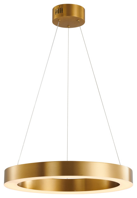 Halo LED Light Fixture, Antique Brass, 22