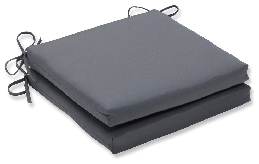 Fortress Canvas Charcoal Squared Corners Seat Cushion 20x20x3 (Set of 2