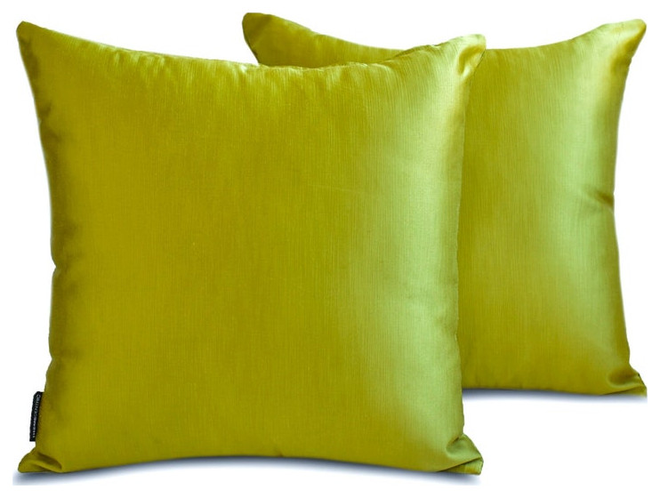 Chartreuse 20"x54" Lumbar Pillow Cover Set of 2 Solid - Chartreuse Slub Satin
