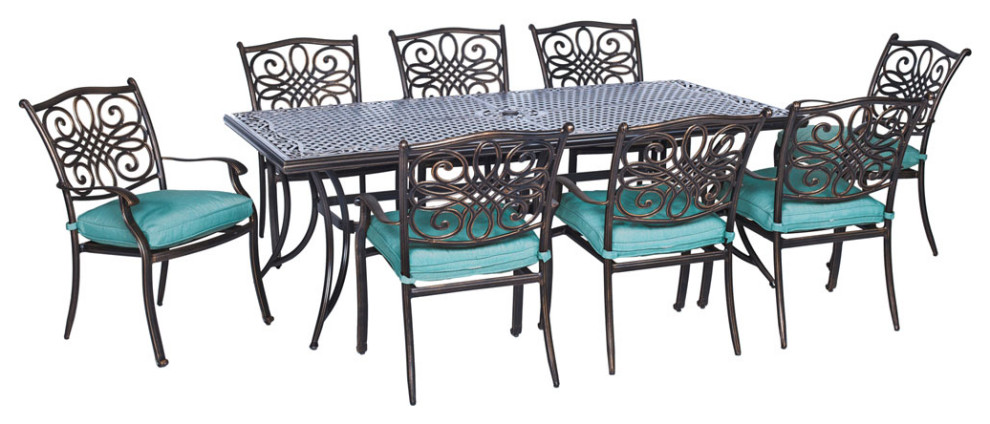 Hanover TRADDN9PC Traditions Nine Piece Aluminum Framed Outdoor - Blue