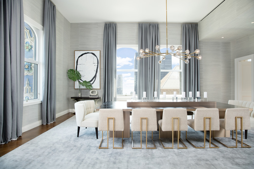 Example of a trendy dining room design in New York