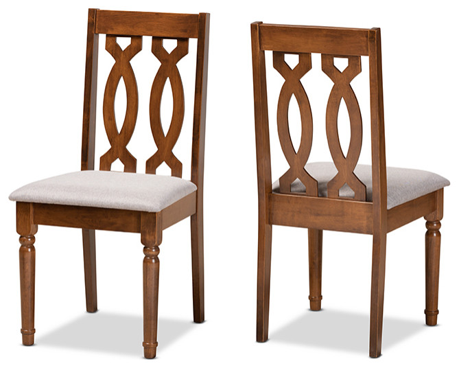 Orlin Modern Gray and Walnut Brown Dining Chair, Set of 2 Traditional