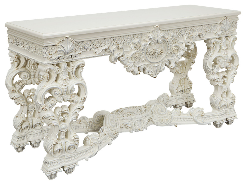Adara Sofa Table, Antique White Finish