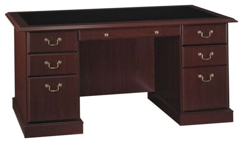 Pemberly Row Executive Desk in Cherry - Engineered Wood - Traditional ...