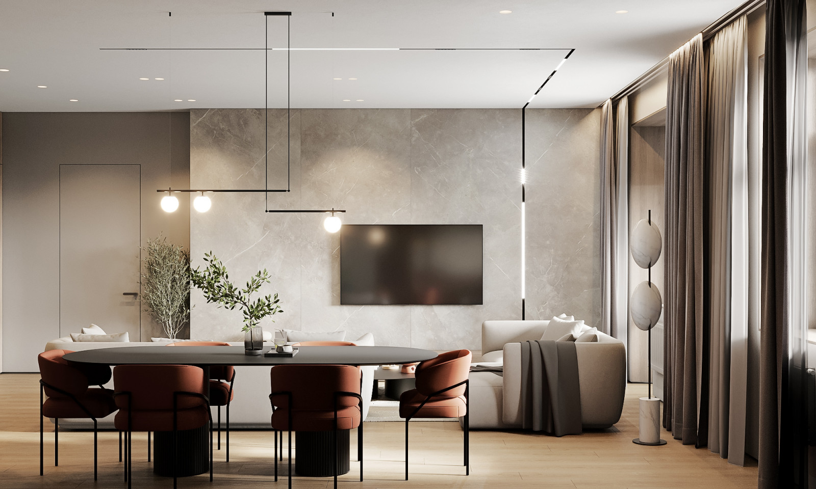 Просторная гостиная