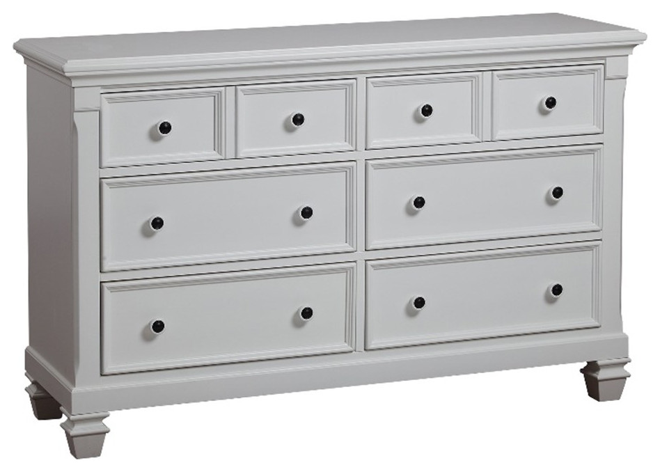 Baby Cache Glendale 6Drawer Traditional Wood Dresser in Pure White
