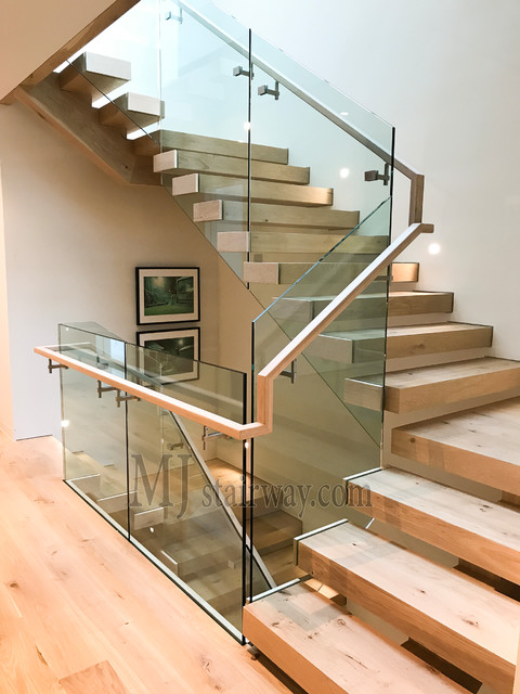 Standoffs glass railing system - Contemporary - Staircase - San ...