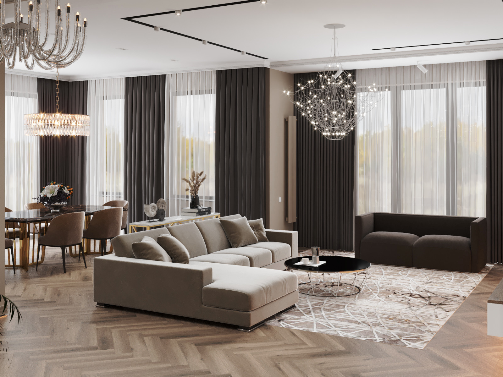 гостиная столовая