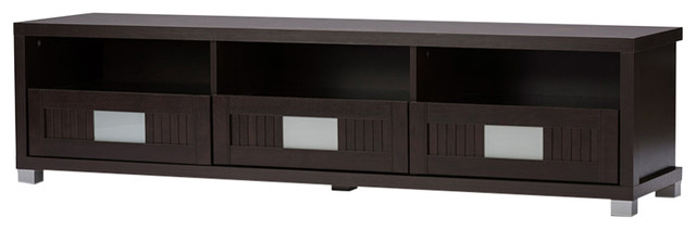 Gerhardine Wood Tv Cabinet With 3 Drawers Dark Brown 63