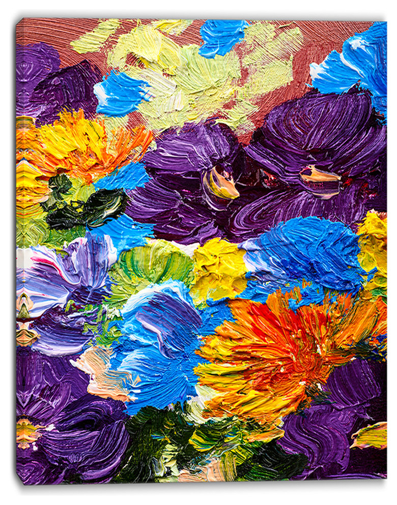 Heavily Textured Abstract Flowers, Abstract Canvas Print, 30"x40