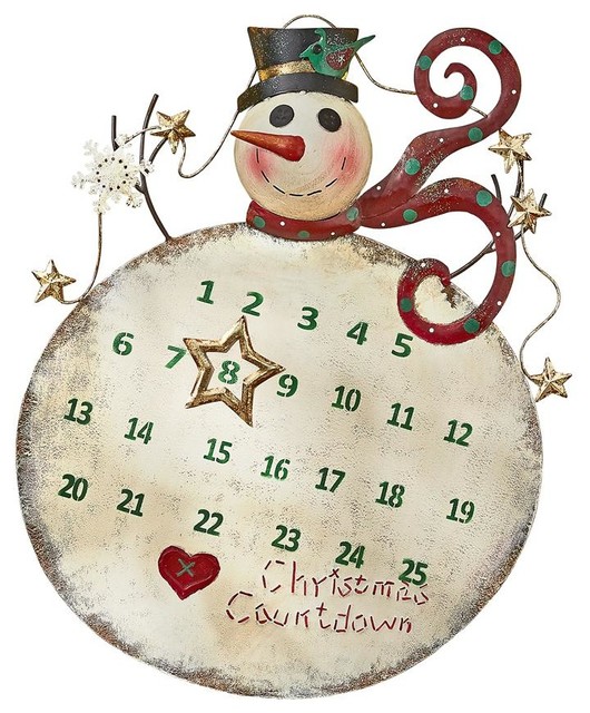 Christmas Countdown Snowman Advent Calendar Metal Holiday Wall Art