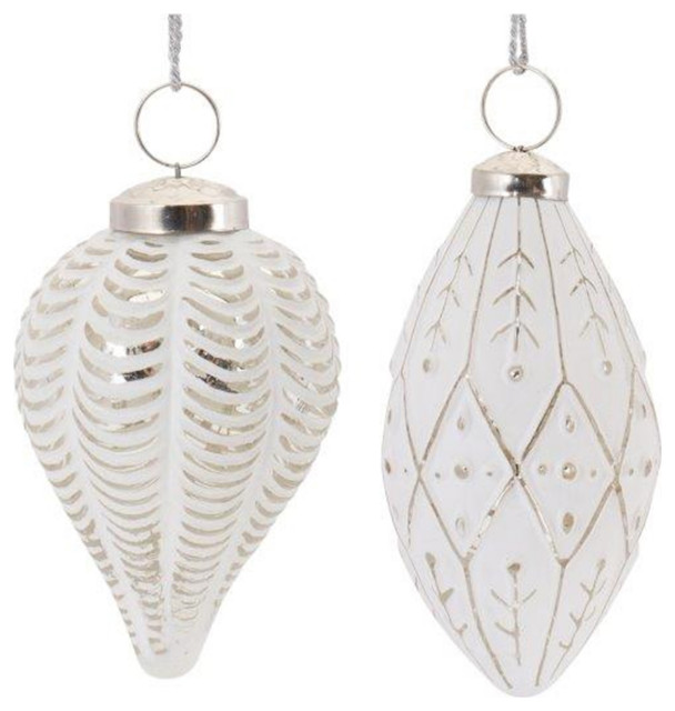 Frosted Glass Onion Ornament, 6Piece Set Modern Christmas