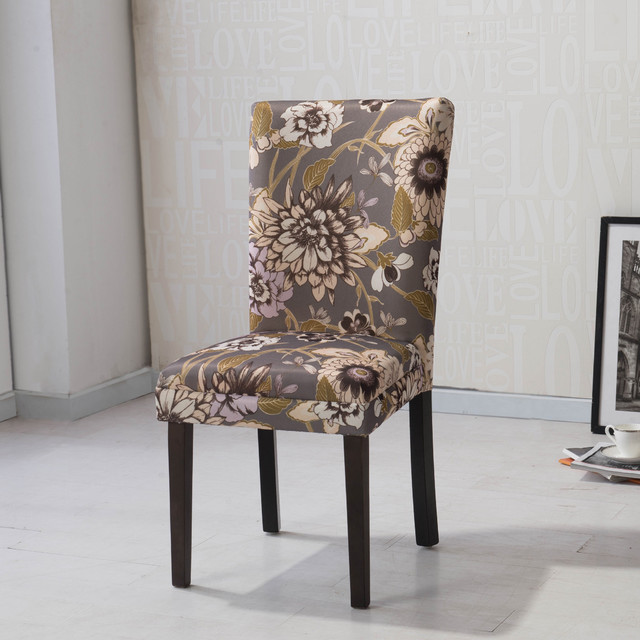 Arbonni Modern Parson Grey Floral Chair (Set of 2) - Contemporary