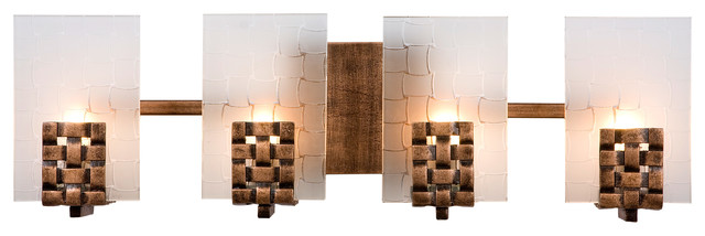 Dreamweaver Four-Light Bath Fixture with Hand Woven Recycled Steel