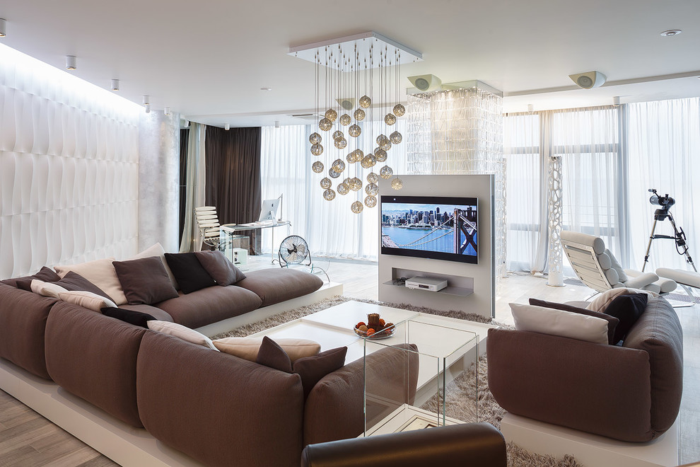 This is an example of a contemporary living room in Saint Petersburg.