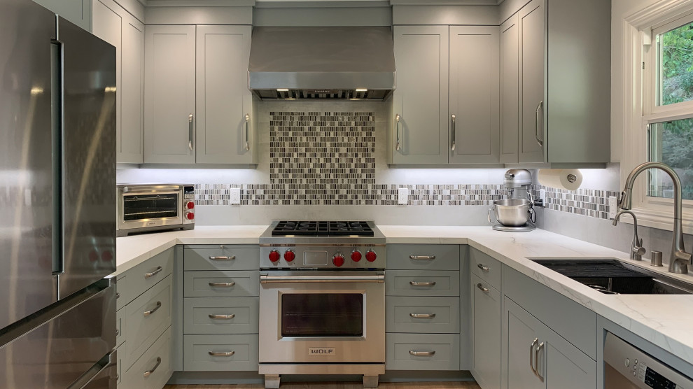 Urban Grey Kitchen Remodel with Roll-Around Island