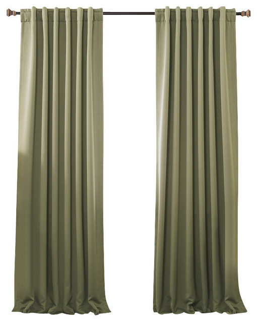 Back Tab Thermal Insulated Blackout Curtains, Pair, Olive, 132"