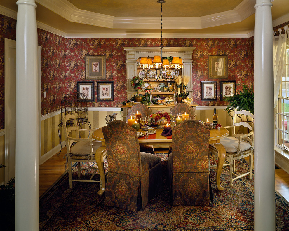 Design ideas for a traditional dining room in New York with medium hardwood floors.