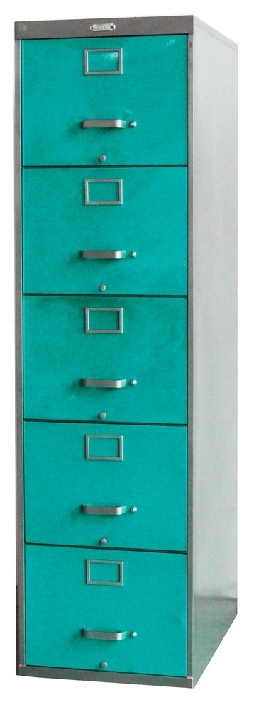 File Cabinet, 5-Drawer, Turquoise
