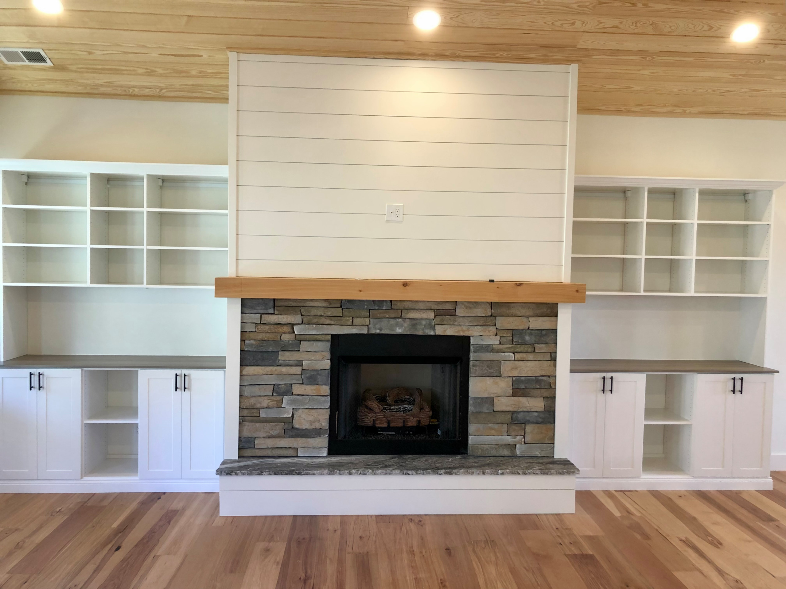 Built-in Fireplace Shelving with Cabinets