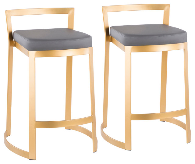 LumiSource Fuji DLX Counter Stool, Gold Metal, Set of 2 Contemporary