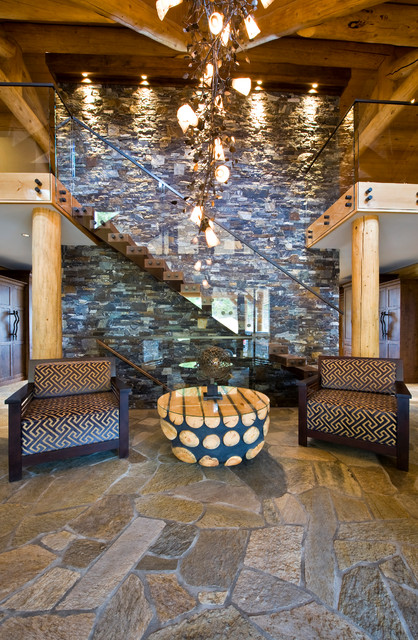 Okanagan Log Home montagne-entree