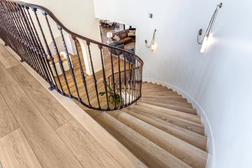 Curved Staircase from the Upper Landing | Tuscan Farmhouse