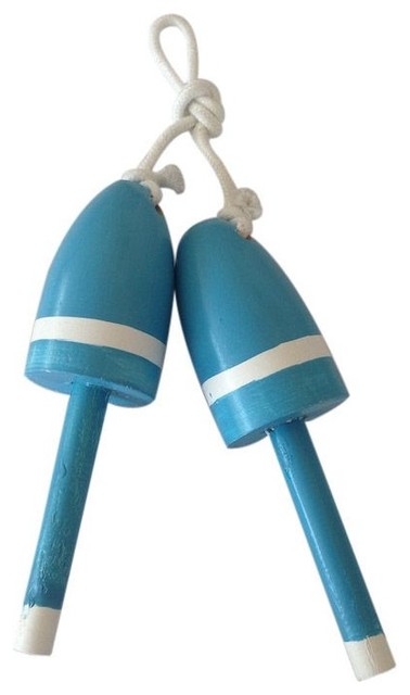 Wooden Light Blue Decorative Lobster Trap Buoy Christmas Ornament