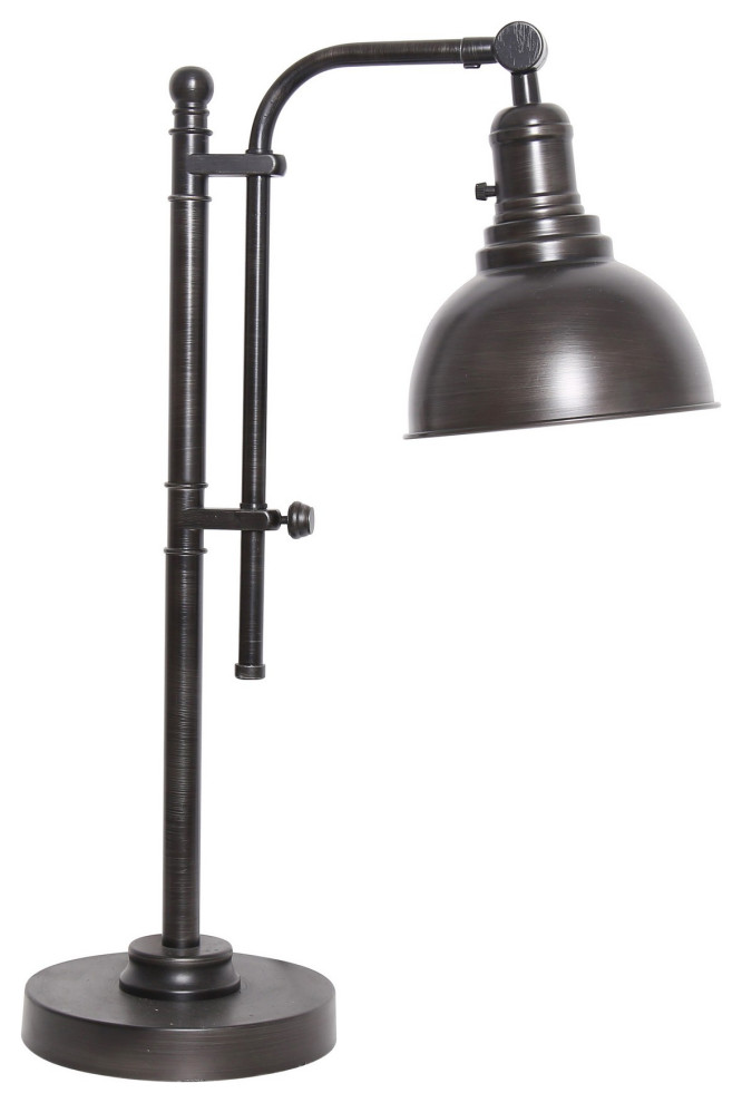 18 Inches Metal Frame Table Lamp with Dome Shade, Black Traditional