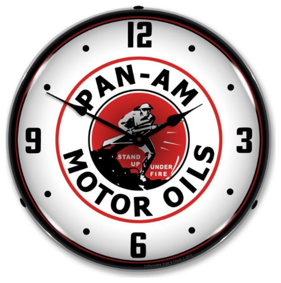 1503588 Pan Am Motor Oils Clock Contemporary Wall Clocks by