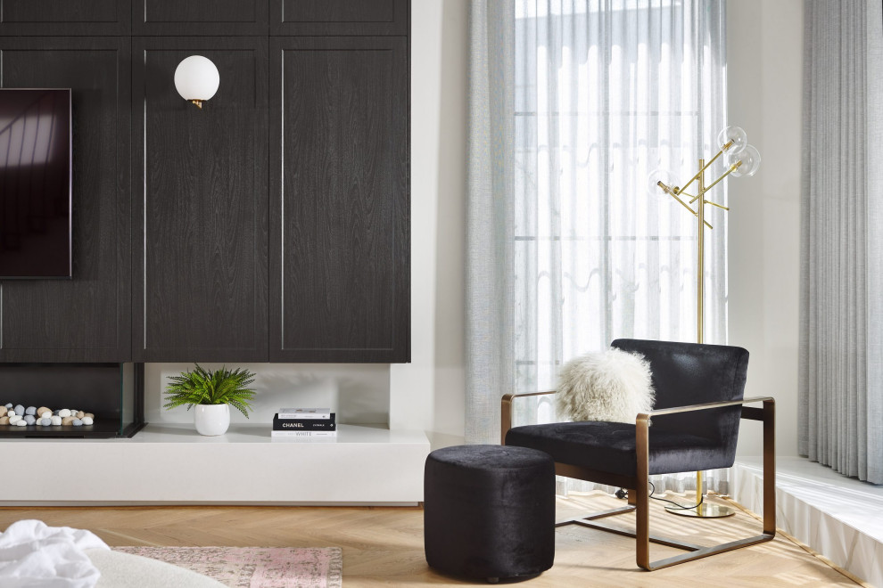 Деревянные панели в зоне TV