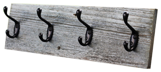 Rustic Coat Rack, Short Version, Aged Rustic, 30" With 5 Hooks