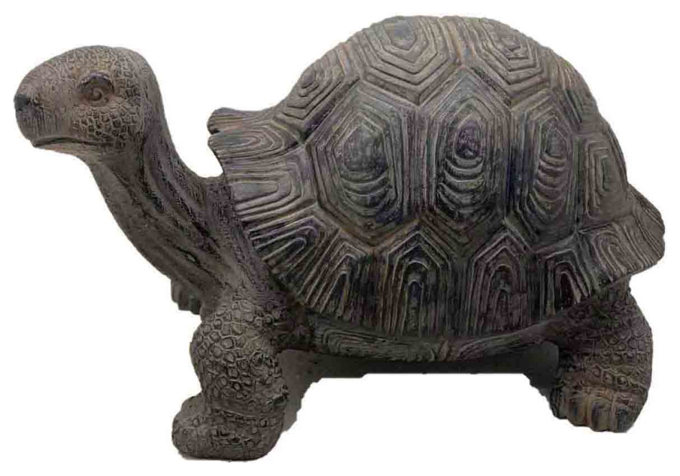 11" Antique Brown  Polyresin Turtle Statue