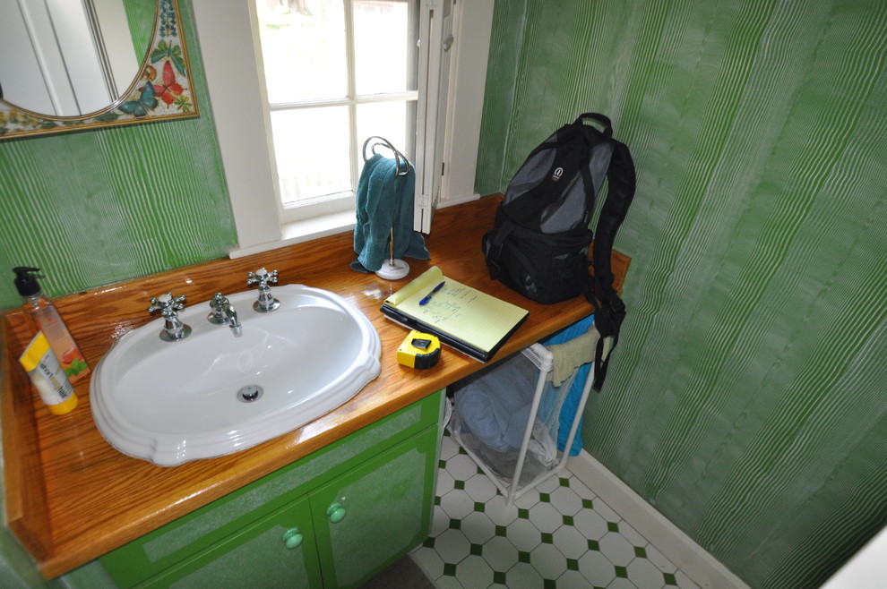 Hidden hamper half bath Project 1417