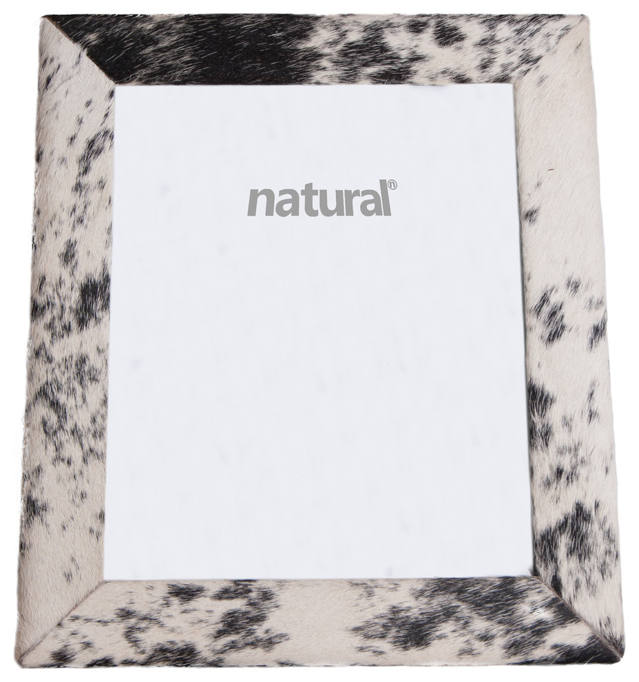 Durango Cowhide Picture Frame, 8"x10", Black/White Southwestern