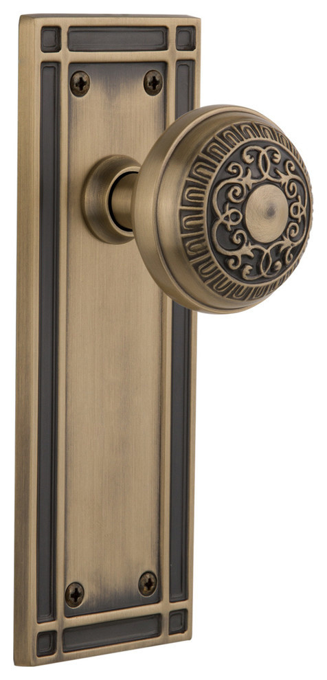 Privacy 2.375 Antique Brass Nostalgic Warehouse Mission Plate with Keyhole Craftsman Knob
