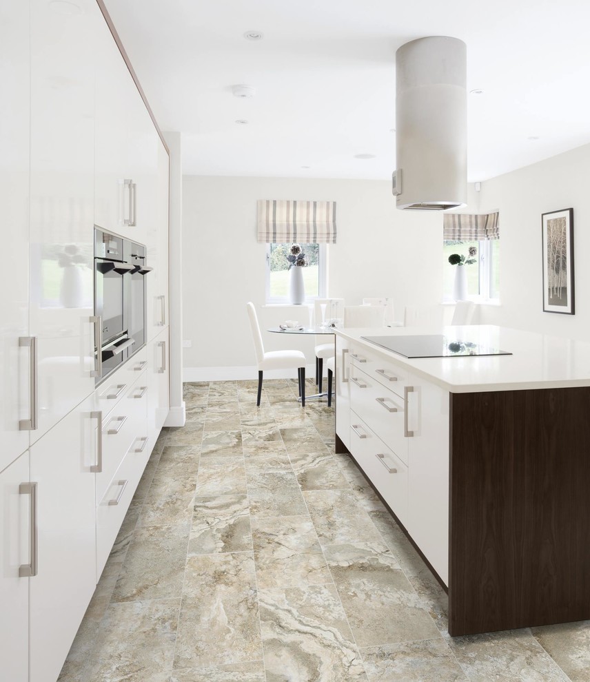 Example of a transitional kitchen design in Boston