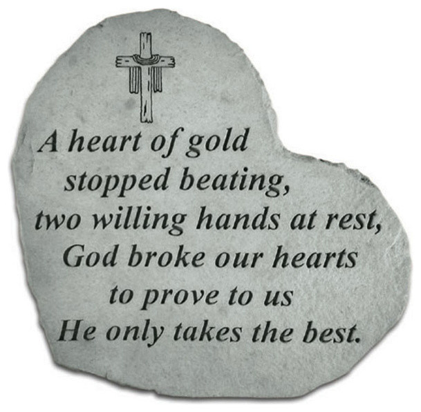 Small Heart Garden Accent Stone, "A Heart of Gold"