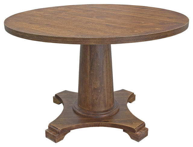 Carey Antique Style Natural Oak Round Dining Table Traditional