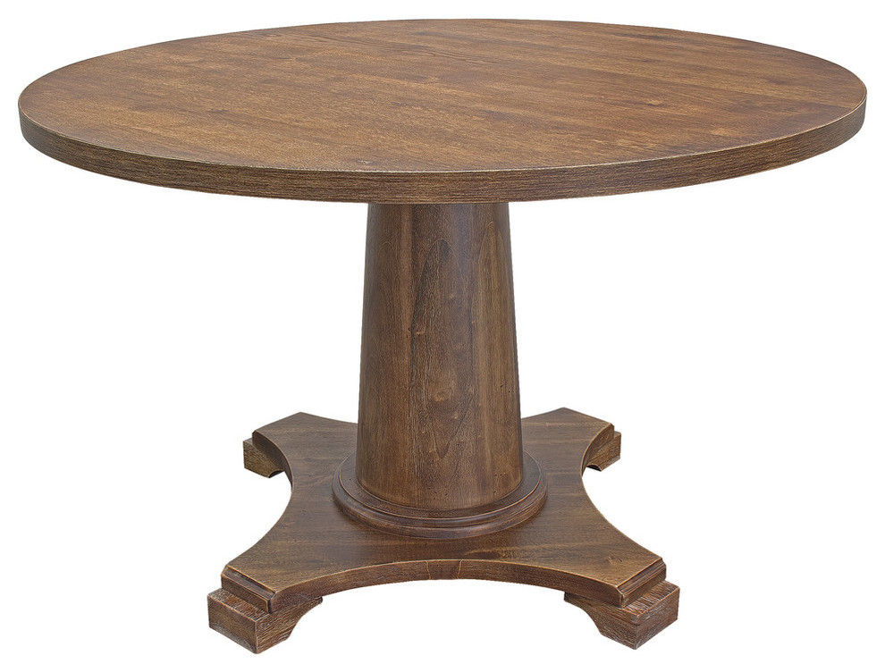 Carey Antique Style Natural Oak Round, Antique Oak Round Table