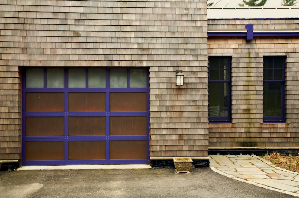 Eclectic attached one-car garage in Boston.